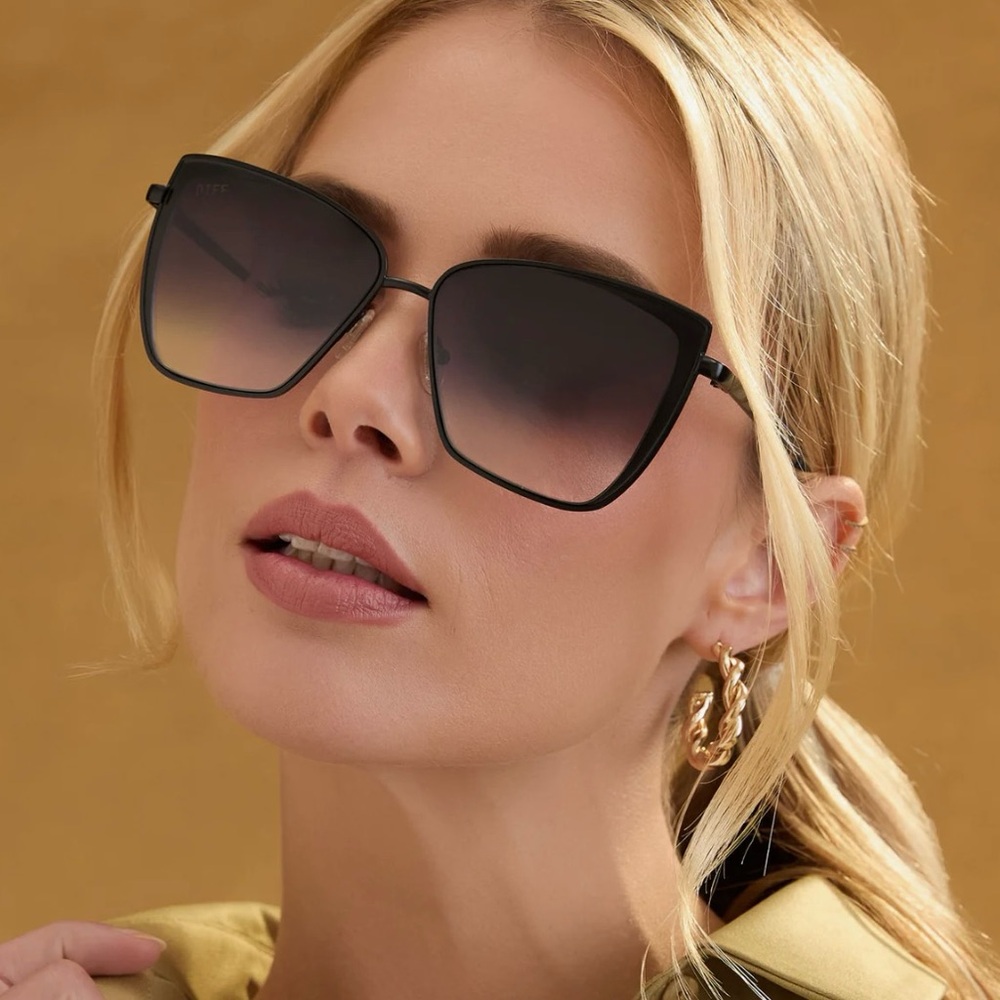 DIFF EYEWEAR “GRACE” Chic Black Gradient Sunglass… - image 1
